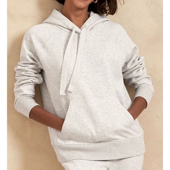 Banana Republic Women's Sz XS Light Gray Heather Soft Fleece Pullover Hoodie - Picture 8 of 8